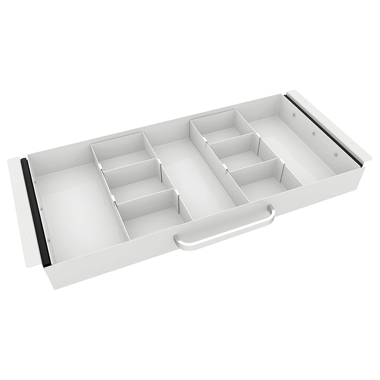 JH-Mech Large Size Slide out Adjustable Space Divider Design White Stainless Steel Under Desk Drawer