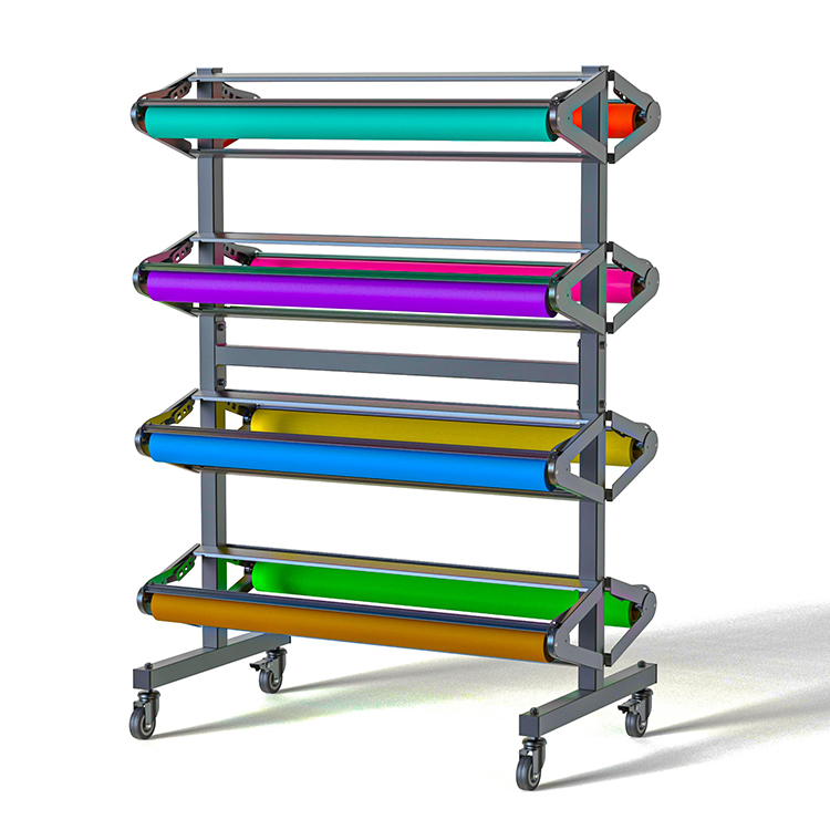 JH-Mech Stainless Steel Roll Paper Rack Dual-Sided Blades with 4 Caster Mobility