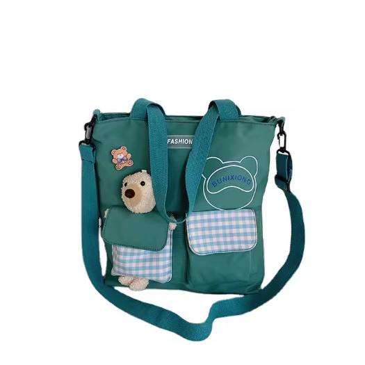 Cute Large Capacity Tote Bags Cartoon Girls Stylish Students Canvas Book Bags Crossbody Shoulder for Teenage Girls