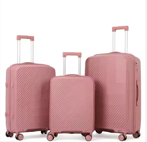 fashion 3pcs pp luggage suitcase with double wheels custome logo factory wholesale outdoor trolley case
