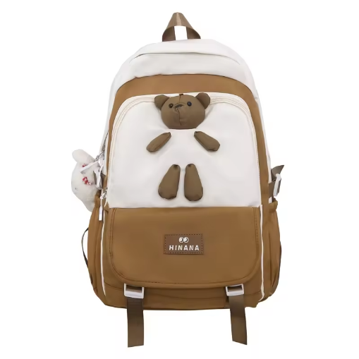 Junior high school Korean version of college students large capacity color bump backpack niche design sense bear backpack