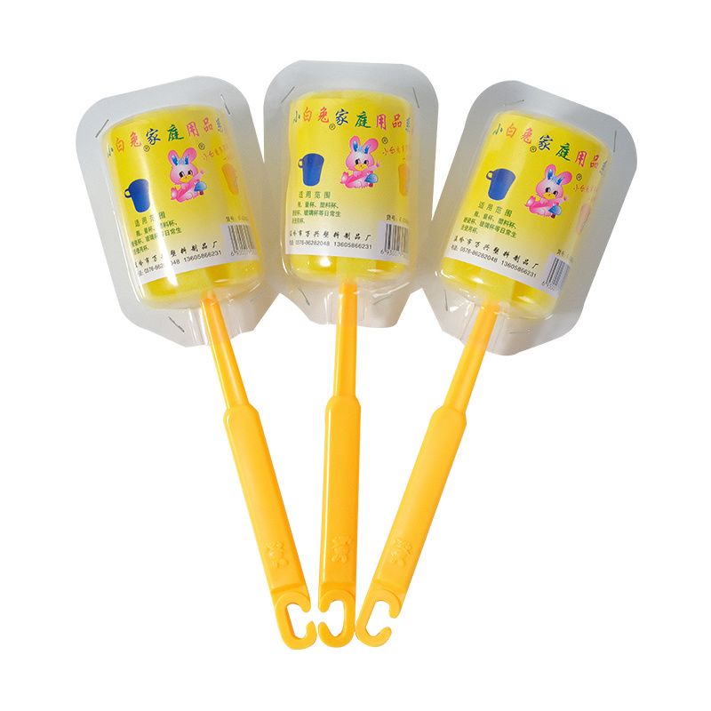 Qizheng Small Sponge Cup Brush, Total Length 24cm, Head Diameter 5cm (Random Color)