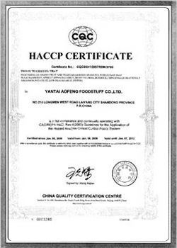 HACCP certificate