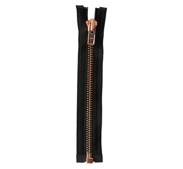 8th bright red copper metal open zipper