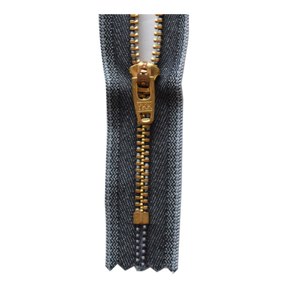 No. 3 Y Gold and Copper Teeth Closed Tail Zipper, GSN8 Semi-automatic Head (Half Face Band)