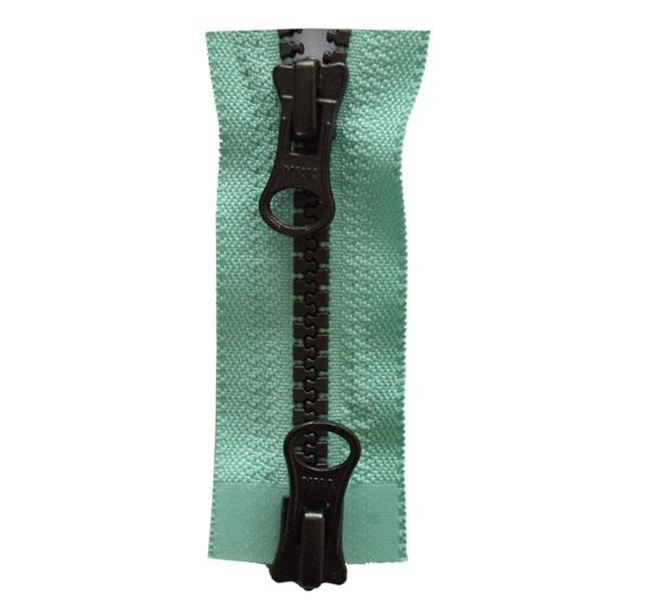 No. 5 Metallic Resin Double Open Tail Zipper, Dumb Black Teeth