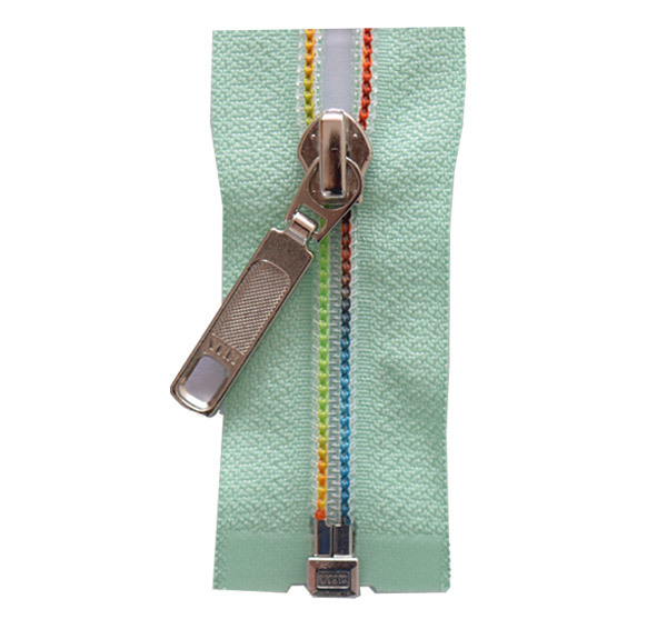 No. 5 nylon open tail zipper, transparent teeth rainbow sewing thread