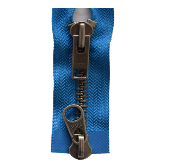 No. 10 ancient silver double-tailed zipper