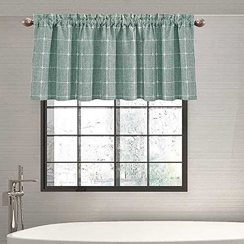 Windows Boho Linen Plaid Curtain Valances