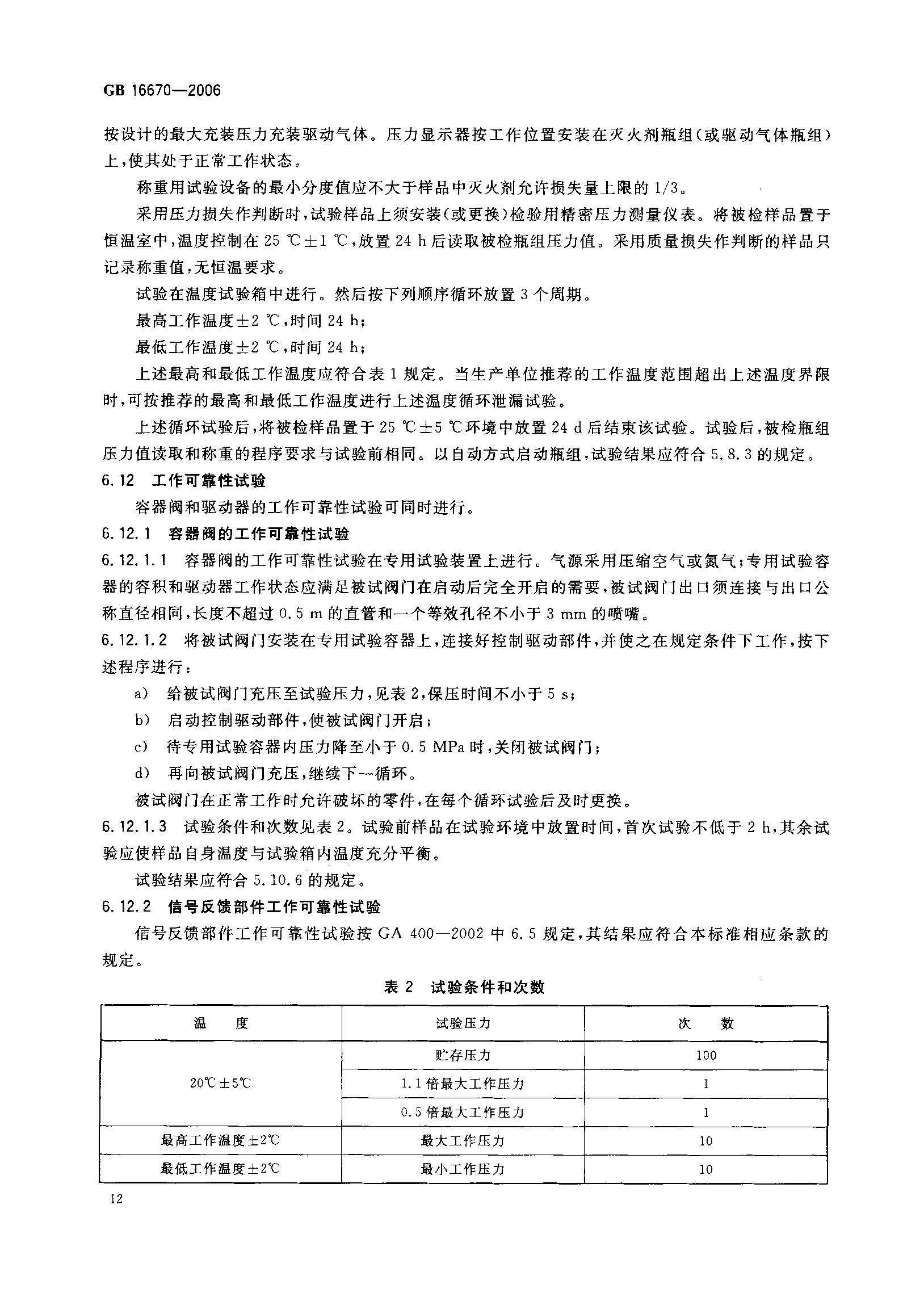 GB16670-2006 柜式氣體滅火裝置