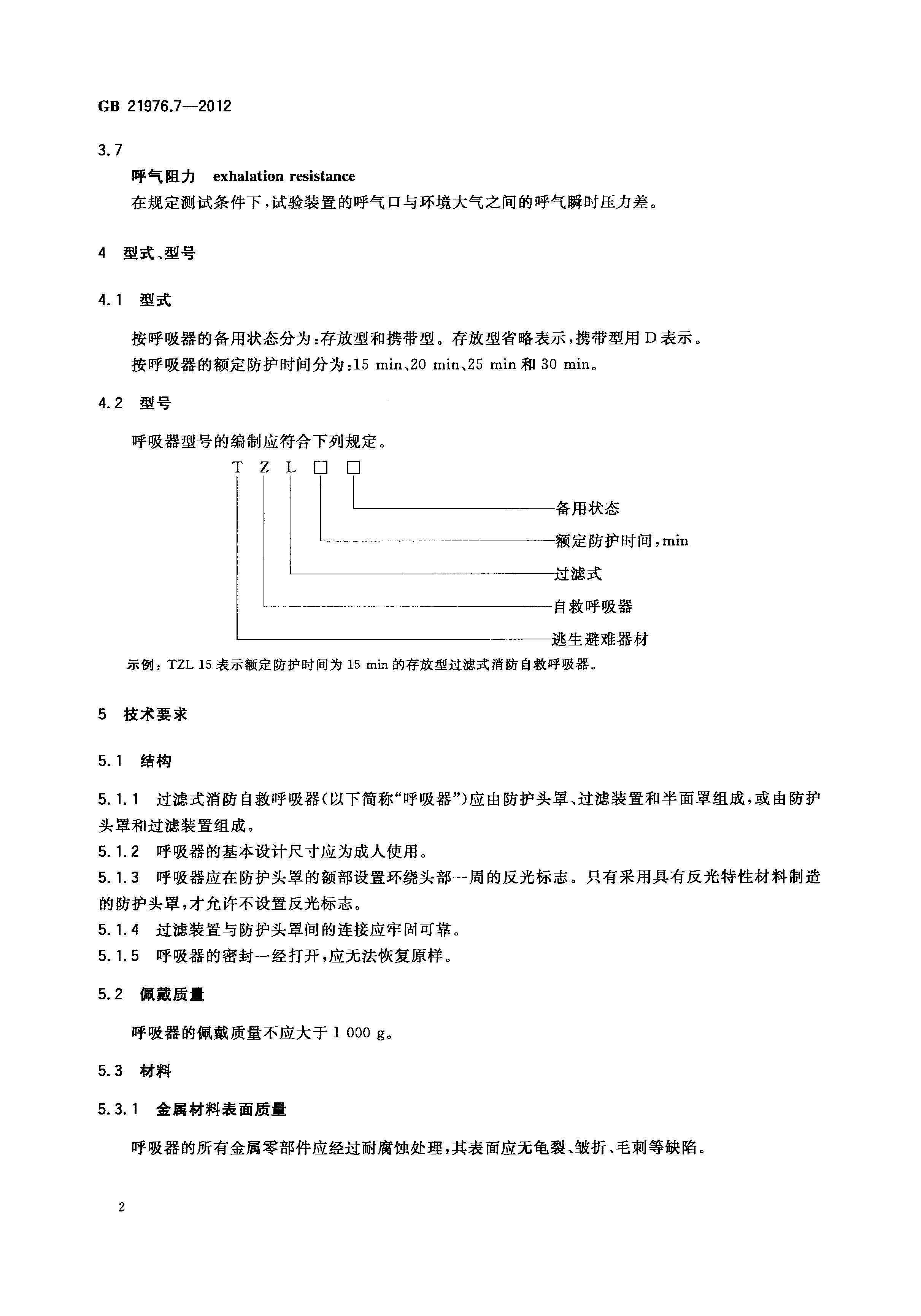 GB21976_7-2012建筑火災(zāi)逃生避難器材_第7部分_過濾式消防自救呼吸器