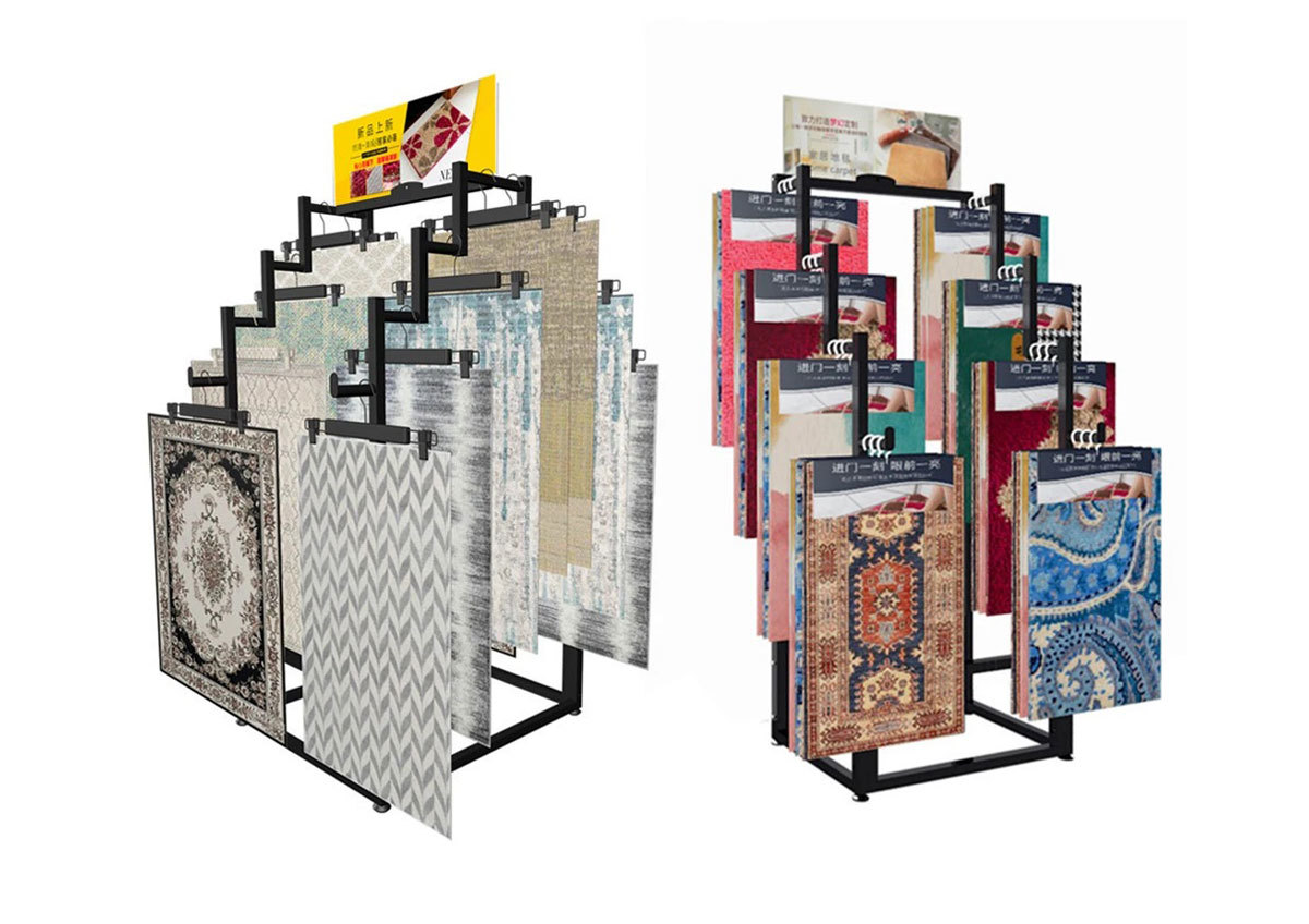 Simple carpet sample display rack for exhibition hall