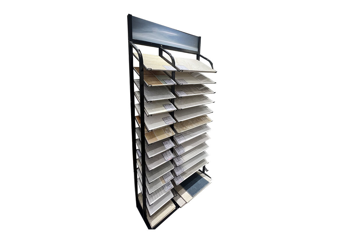 Customize Logo Manufacturers ceramic tile display stand marble quartz granite display rack for showroom