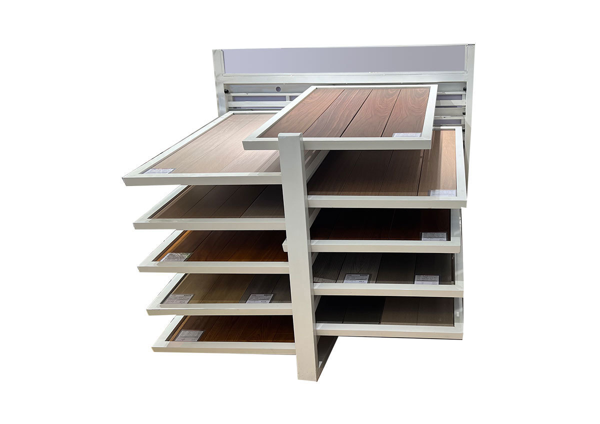 Single sliding reclining floor tile quartz wooden floor display racks
