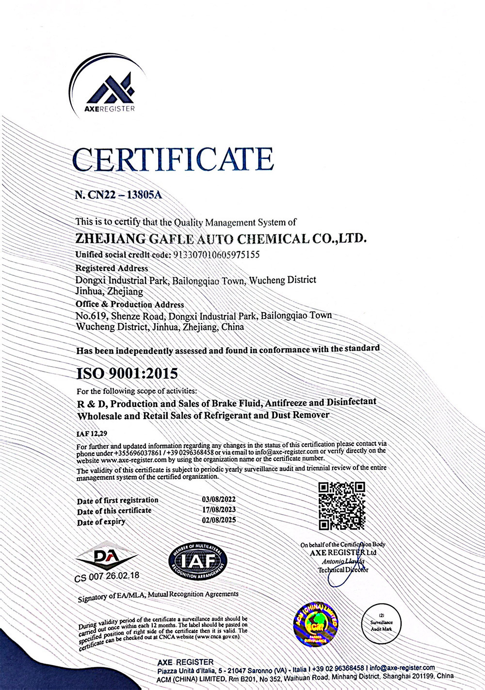 GAFLE-CERTIFICATION-9001