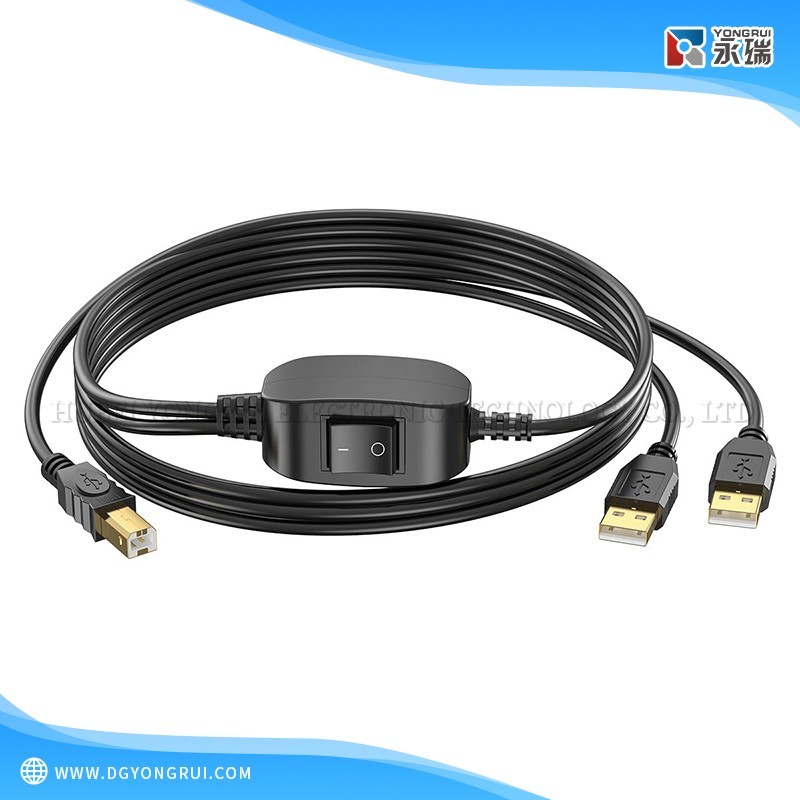 2 in 1 USB A to B Male to Male Printer Cable