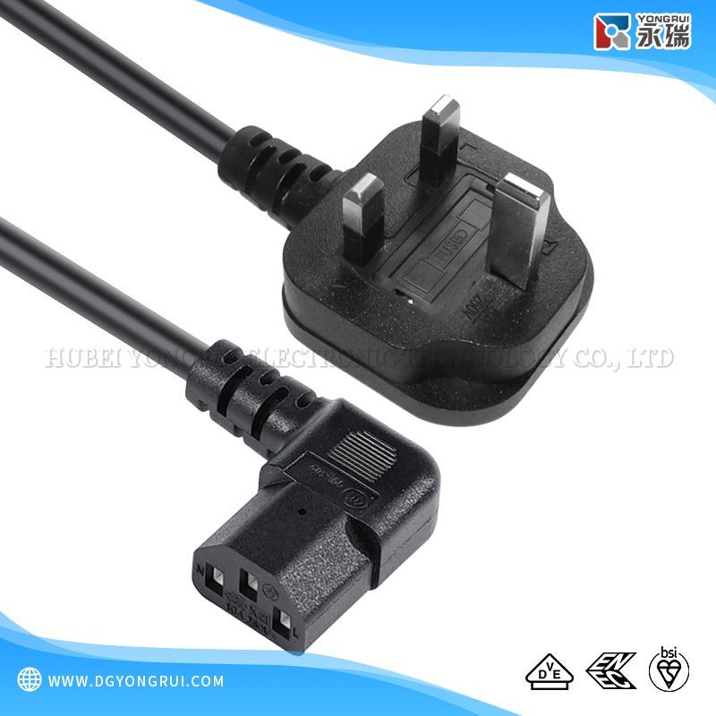 British BS Standard Type G Plug with Angled C13 Power Cord