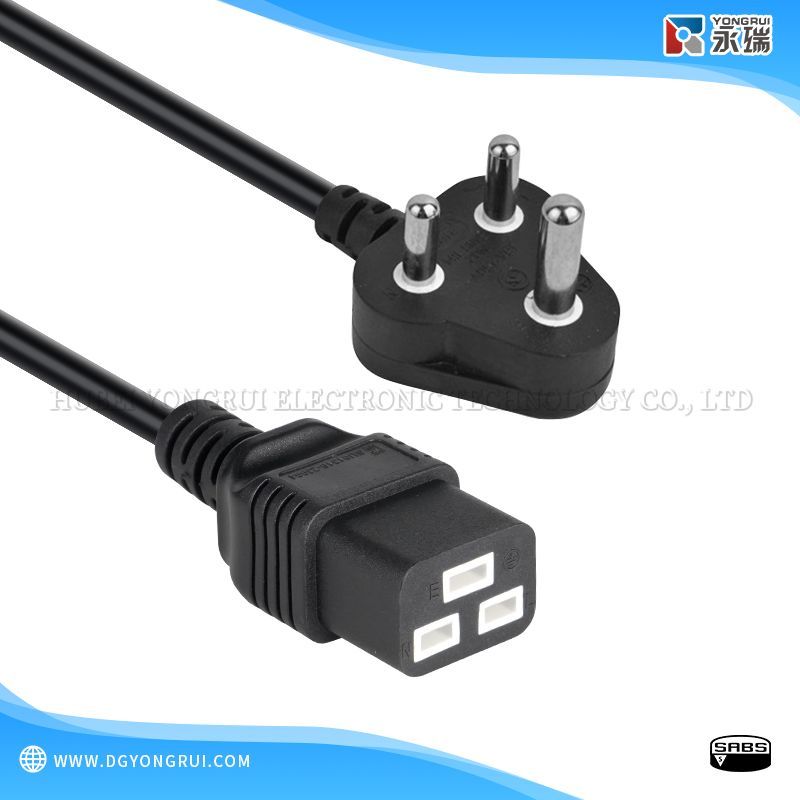 South African SABS Standard Type M Plug with C19 Power Cord