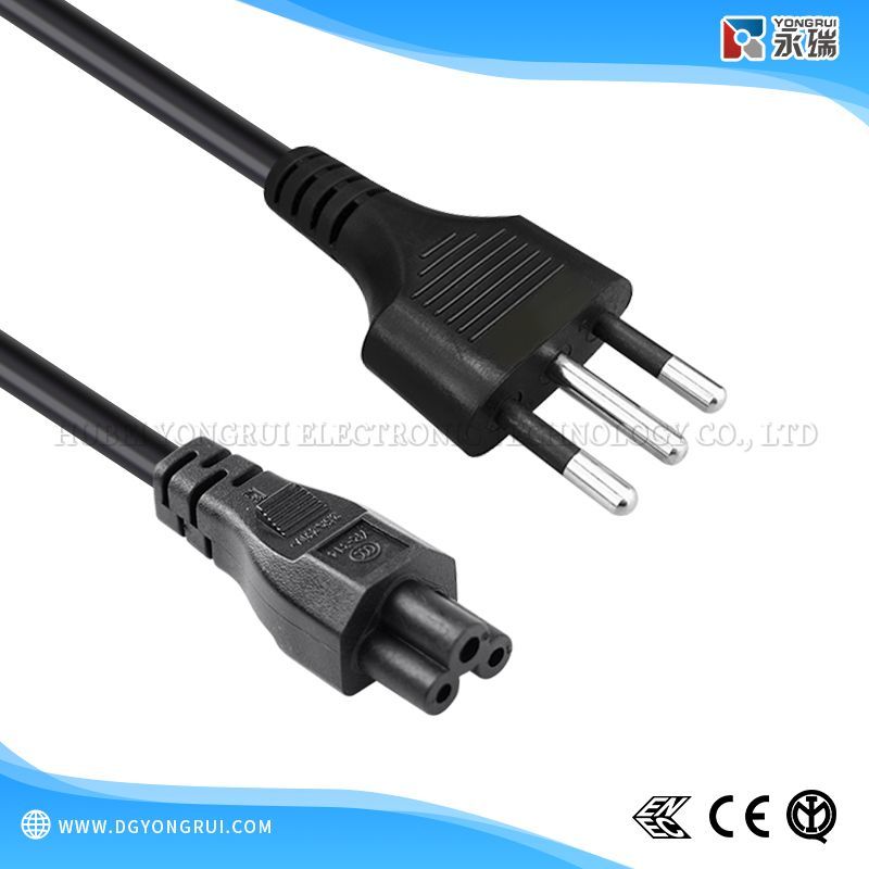 Italian IMQ Standard Type L Plug to Cloverleaf C5 Power Cord