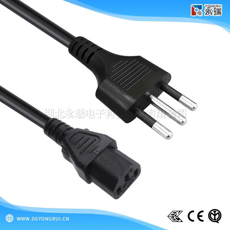 意大利 IMQ 认证 三插 Type L 插头接 C13 电源线