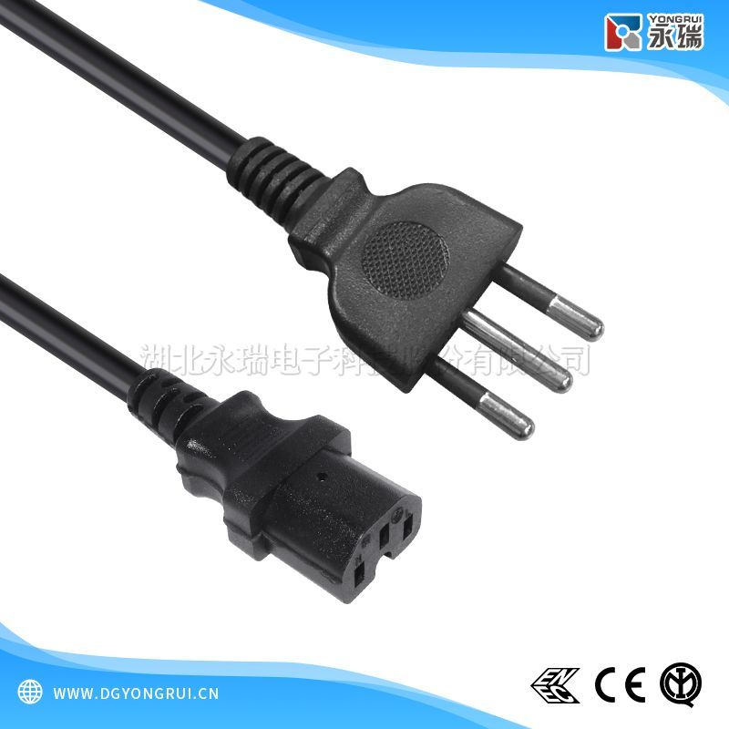 意大利 IMQ 认证 三插 Type L 插头接 C15 电源线