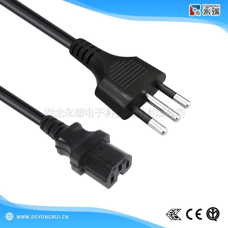 意大利 IMQ 认证 三插 Type L 插头接 C15 电源线