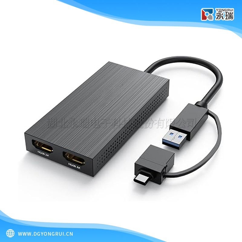 USB 3.0 或 USB C 转 2 HDMI 适配器