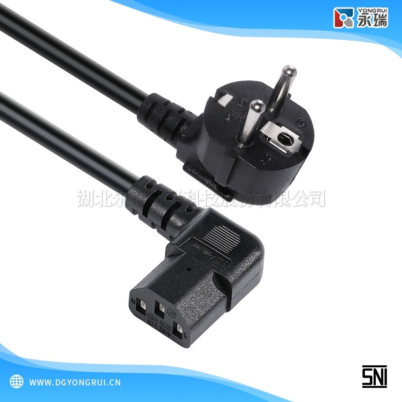 印尼 SNI认证 三插(Type-F) 弯头品字尾(C13) 电源线