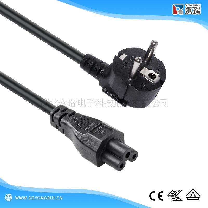 德国 VDE/ENEC 认证 CEE 7/7 SCHUKO 插头配梅花尾（C5）电源线