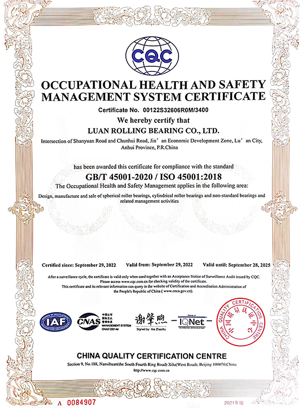 Occupational Health and Safety Management System Certificate