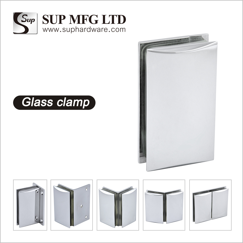 FC120 Brass bathroom glass hinge clamp square fixing glass clamp
