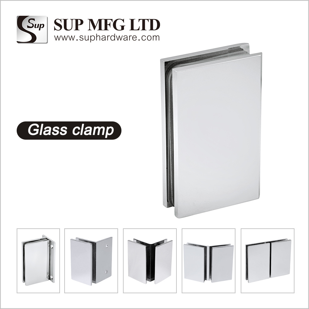 FC100 Shower sliding door glass clamp glass to wall customize corner clip