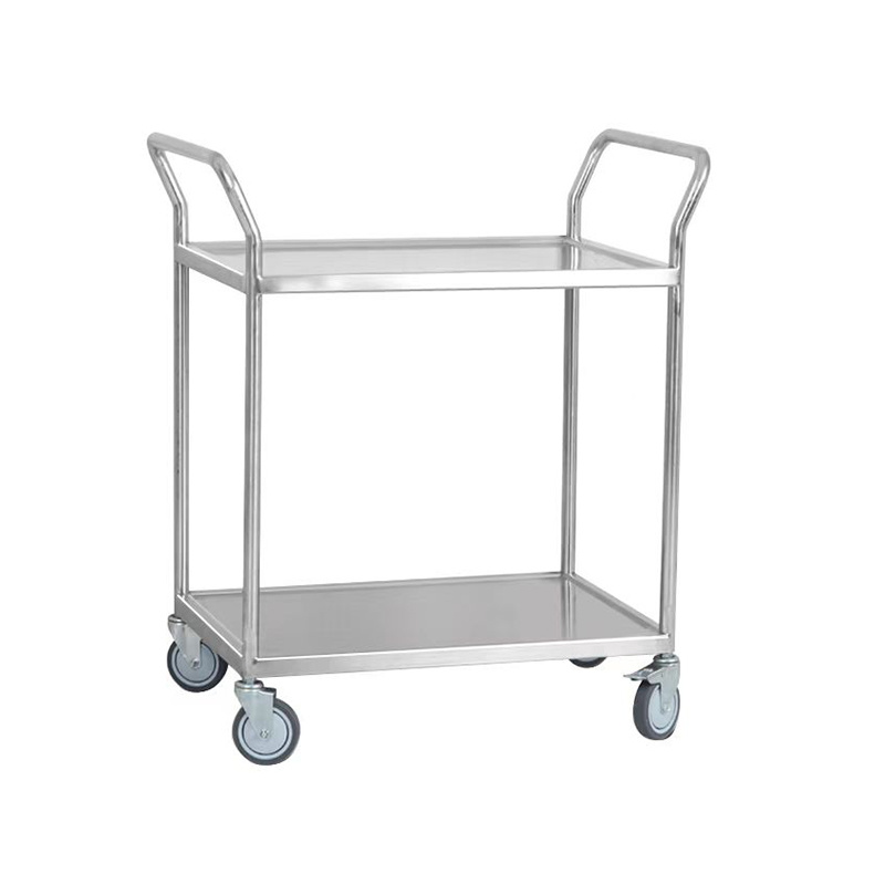 Stainless steel double-decker medication delivery trolley