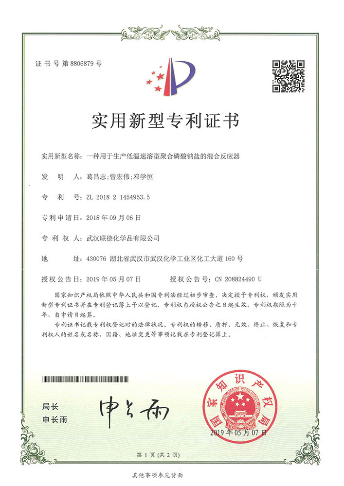 一種用于生產(chǎn)低溫速溶型聚合磷酸鈉鹽的混合反應(yīng)器