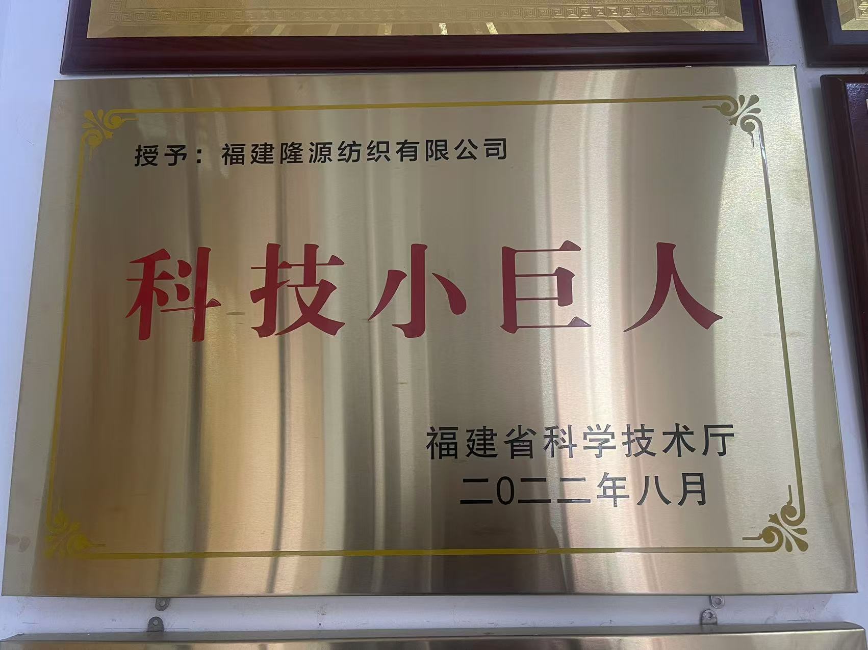 2022年8月榮獲福建省科技小巨人企業(yè)稱號(hào)