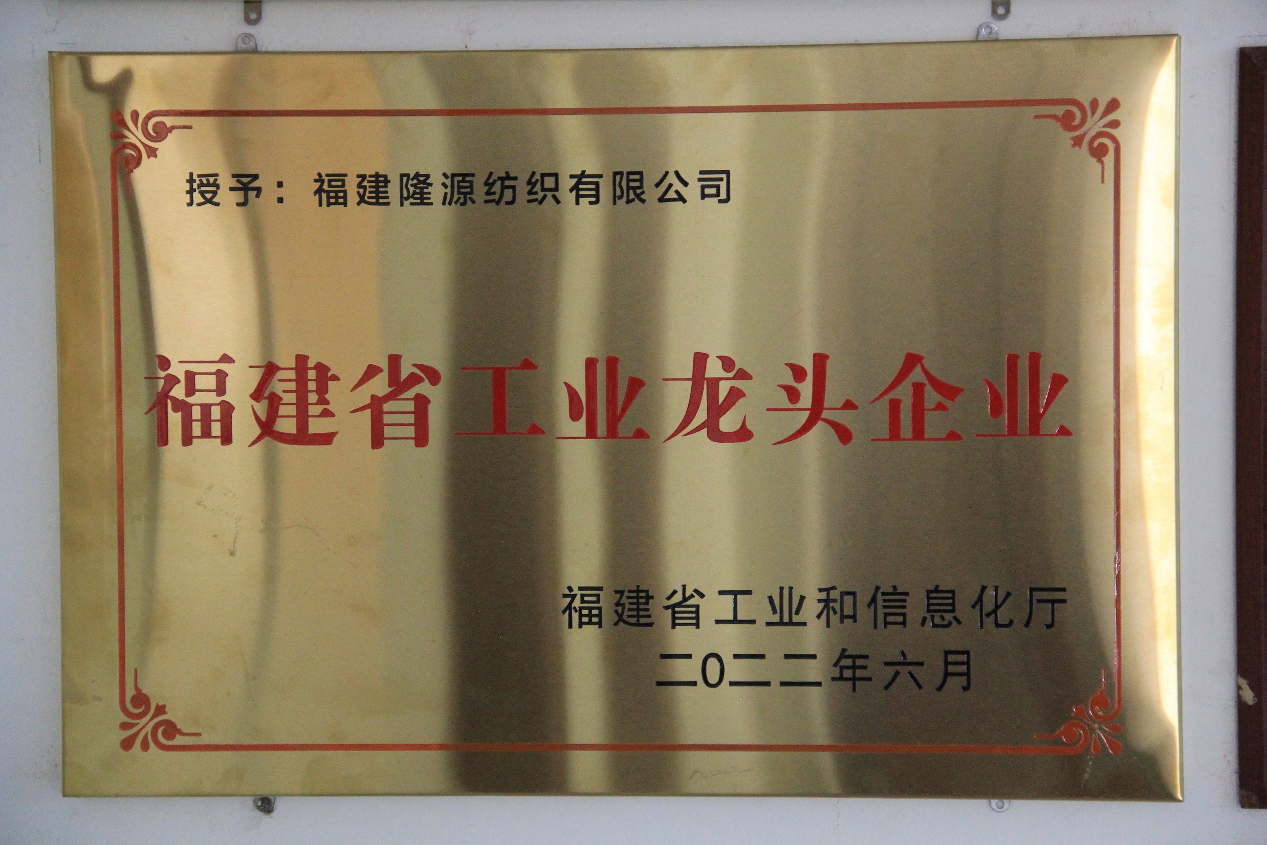 2022年6月榮獲福建省工業(yè)龍頭企業(yè)