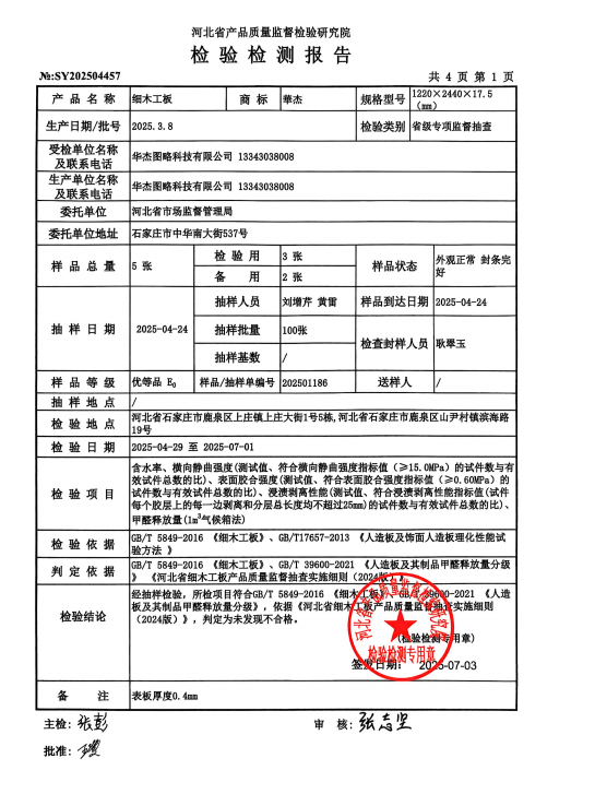 2025.4【细木工板】省级监督抽检报告