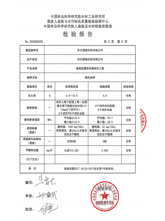 2025.6【浸渍胶膜纸饰面细木工板】（行抽）
