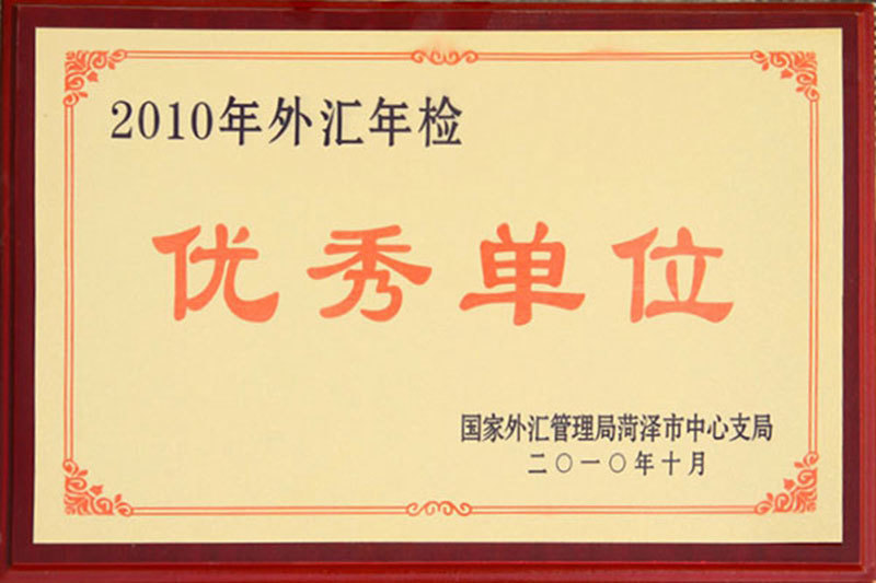 2010年外汇年检优秀单位