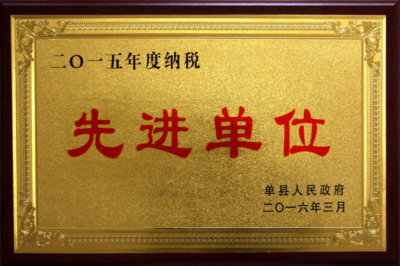2015年度纳税先进单位