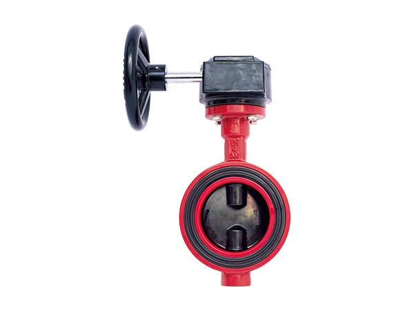 Wafer butterfly valve with gear box