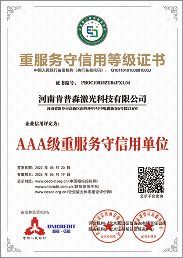 Service and trustworthiness grade certificate