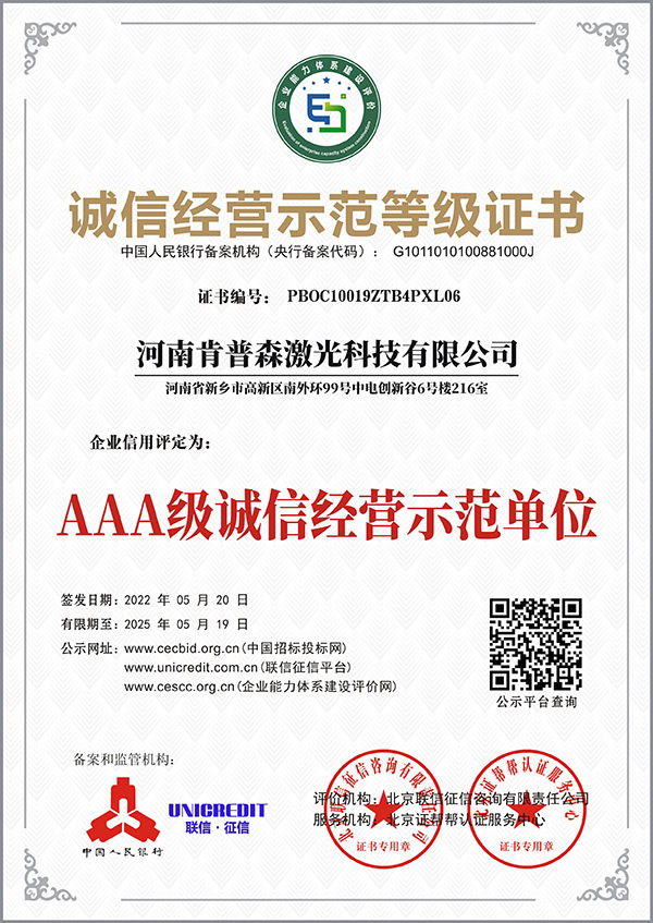 Honest business model grade certificate