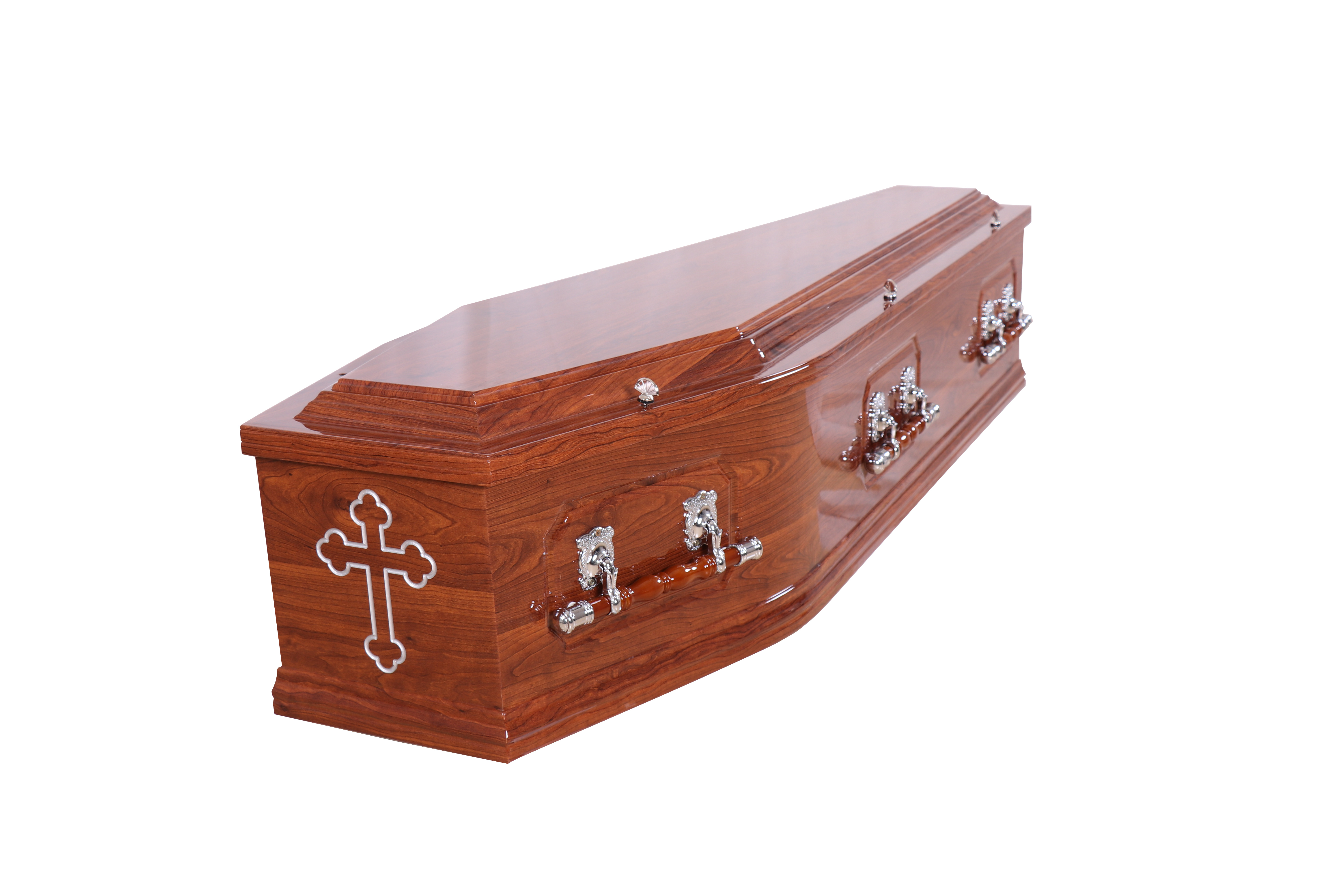 DOUBLE RAISED LID-MAPLE WITH SILVER CROSS
