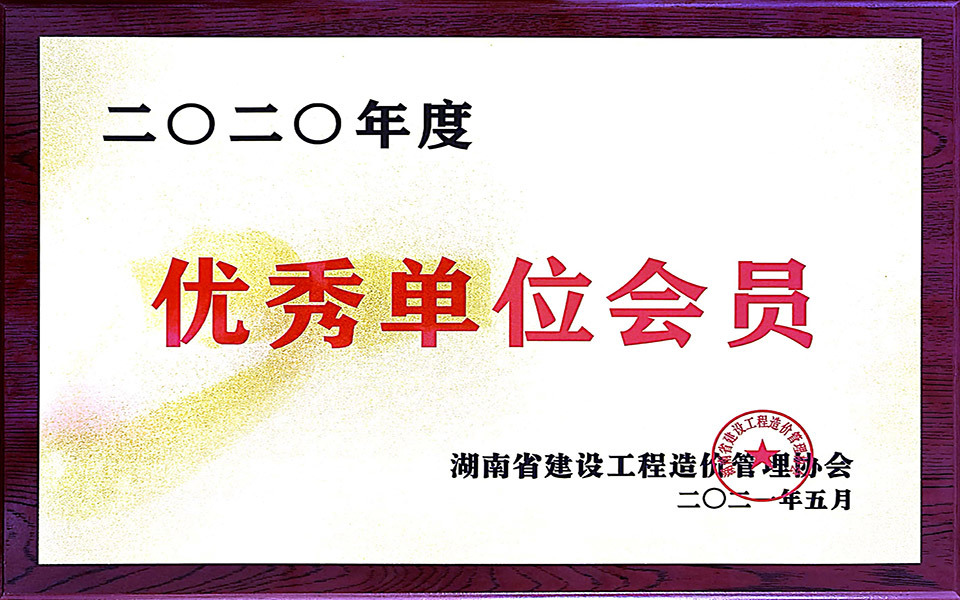 2020年度湖南省建設(shè)工程造價(jià)管理協(xié)會(huì)優(yōu)秀會(huì)員單位