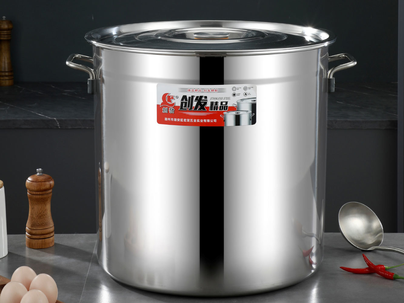 Stainless Steel Soup Bucket with Handle