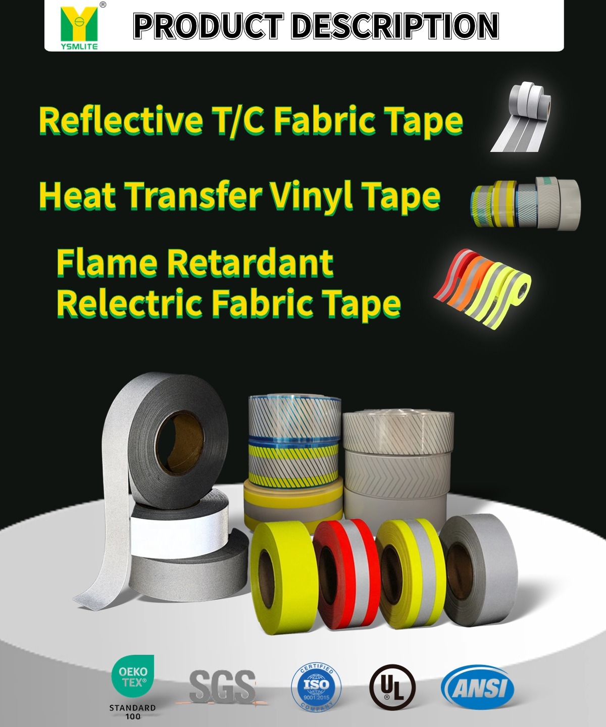 YSM reflective fabric tape product description