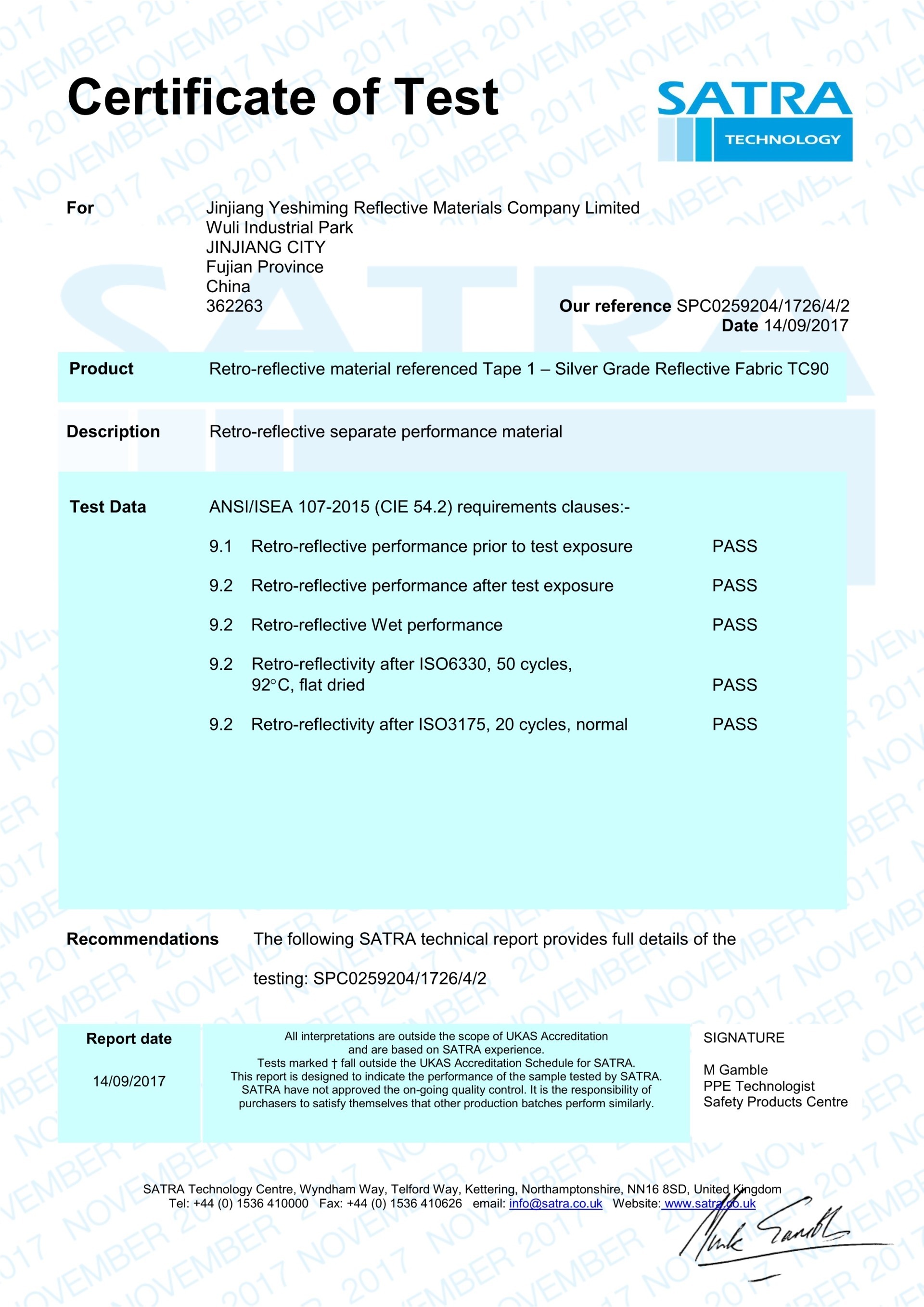Qualification Certificate