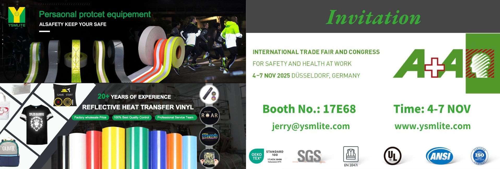 ysm flame retardant reflective tape A+A invitation