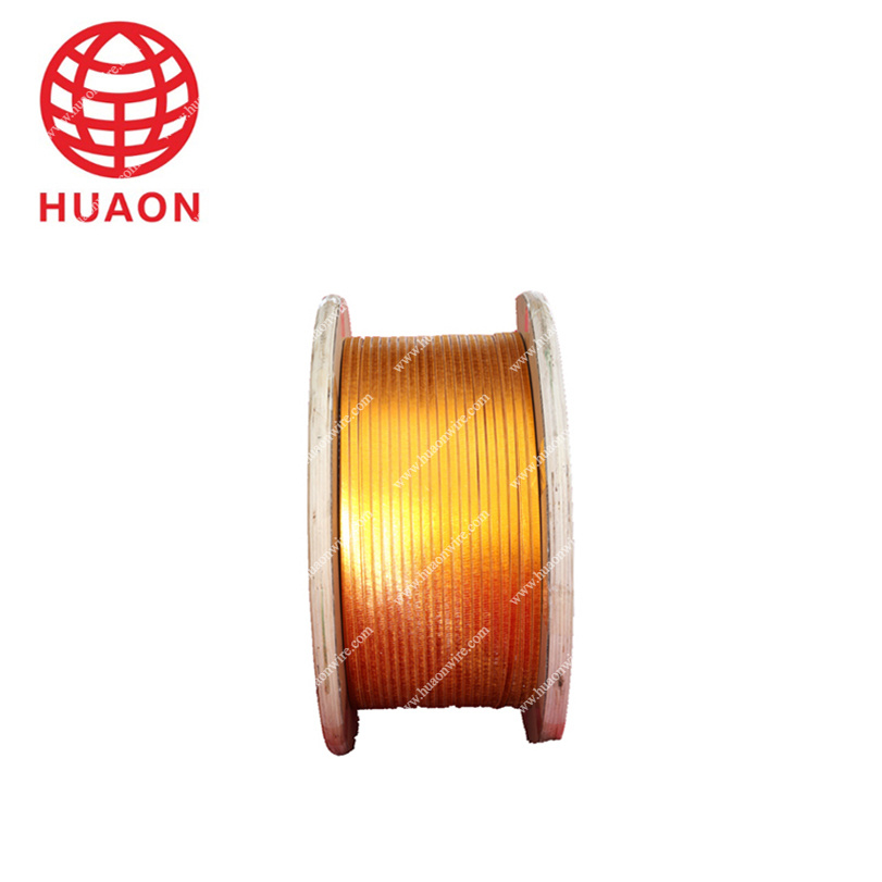 Glass fiber wrapped polyimide film wrapped copper flat wire